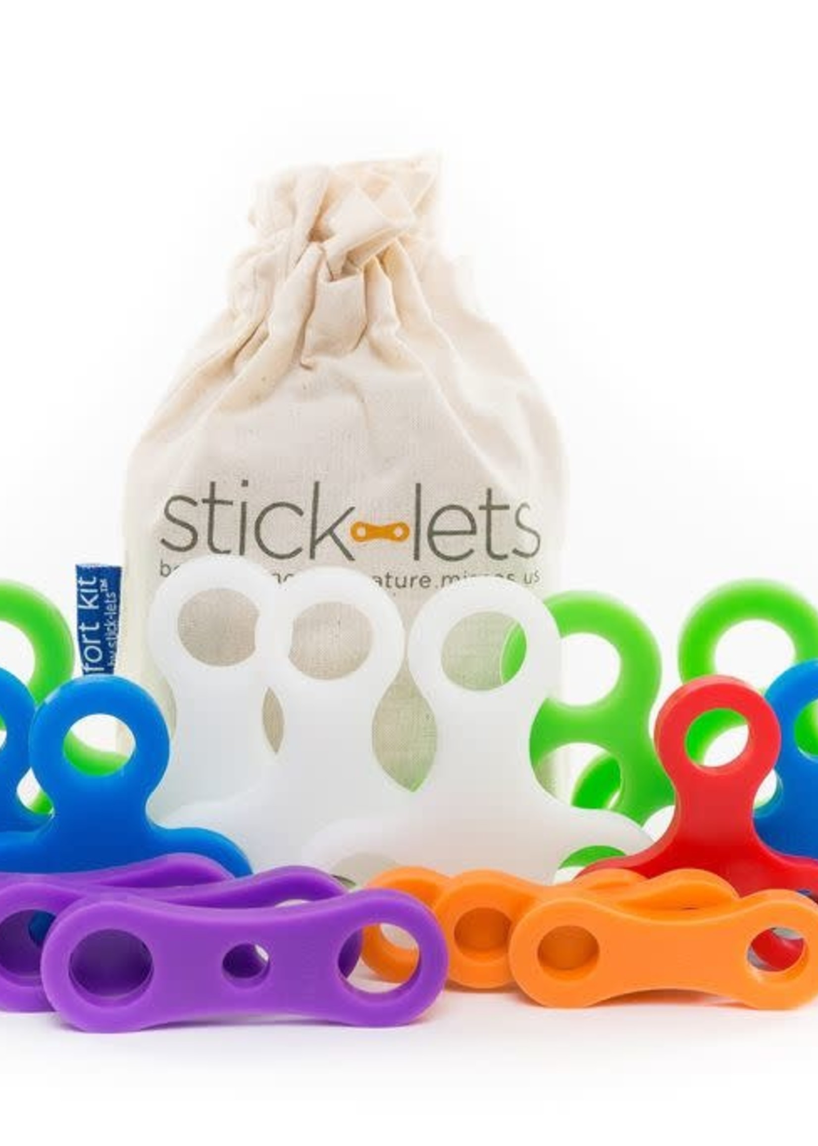 Buy STICK-LETS Construction toys non-toxic silicon elastics for building  for children Mega Fort Kit - 18 Psc with a sack in 6 different shapes and  colors - Build tents in- and outdoor 
